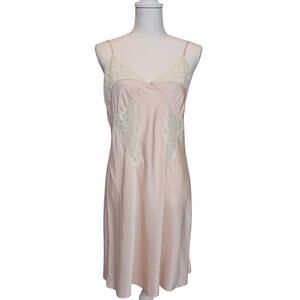 Willow Blossom 90s Silk Lace Pale Pink Chemise Lingerie Slip Dress Size Large